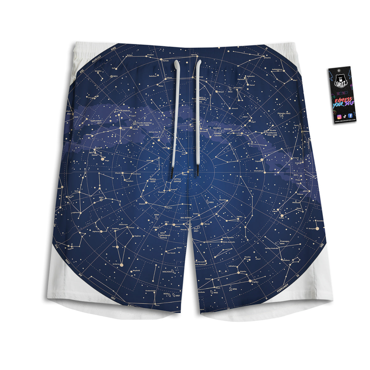 Sky Map Constellation Print Men's Athletic Shorts