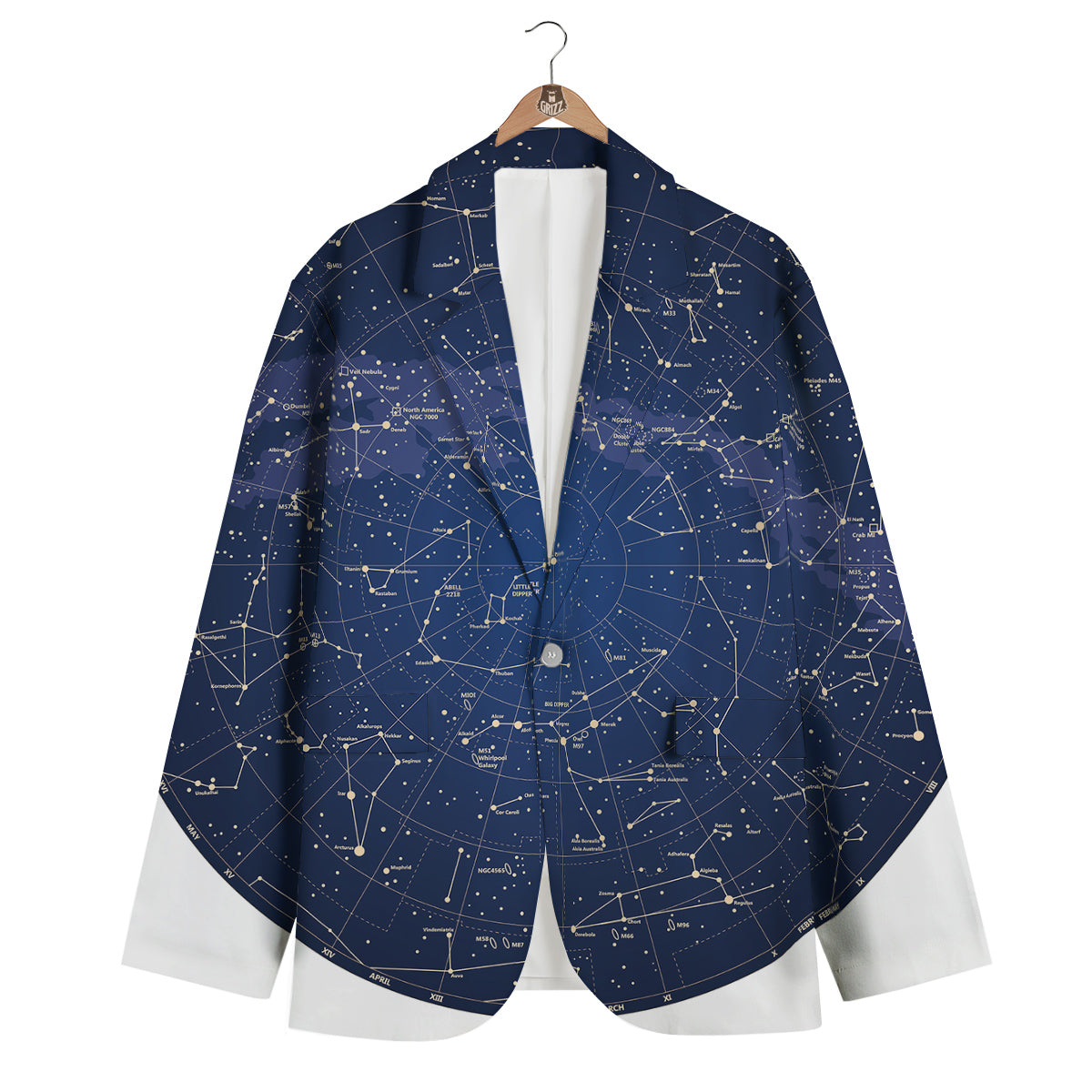 Sky Map Constellation Print Men's Blazer-grizzshop