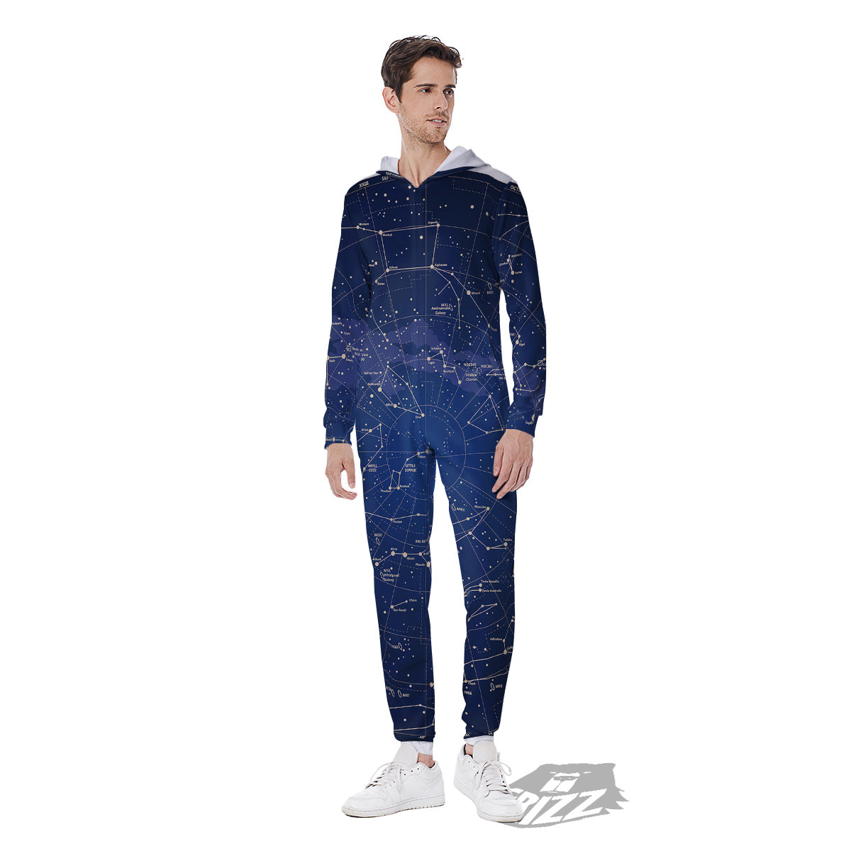 Sky Map Constellation Print Men's Jumpsuit-grizzshop