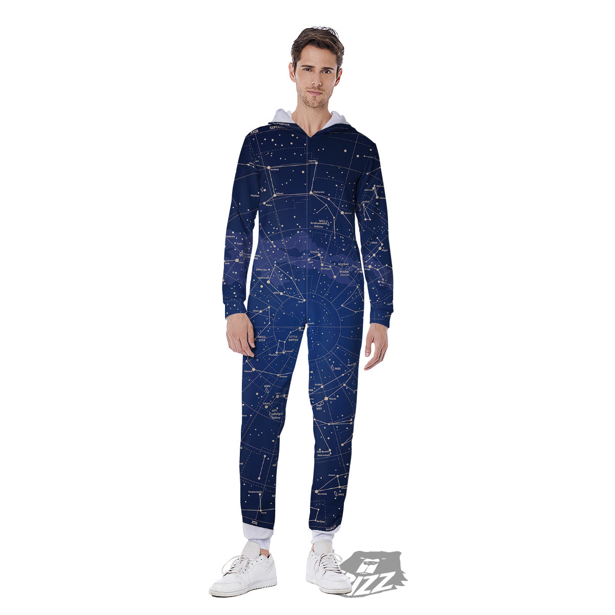 Sky Map Constellation Print Men's Jumpsuit-grizzshop