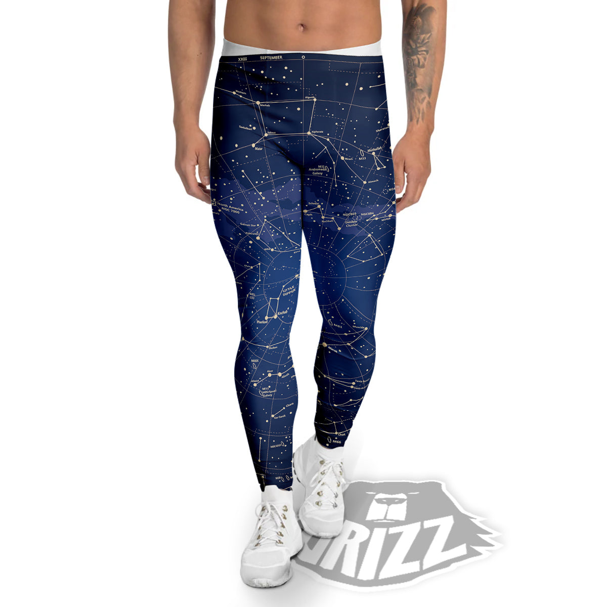 Sky Map Constellation Print Men's Leggings-grizzshop