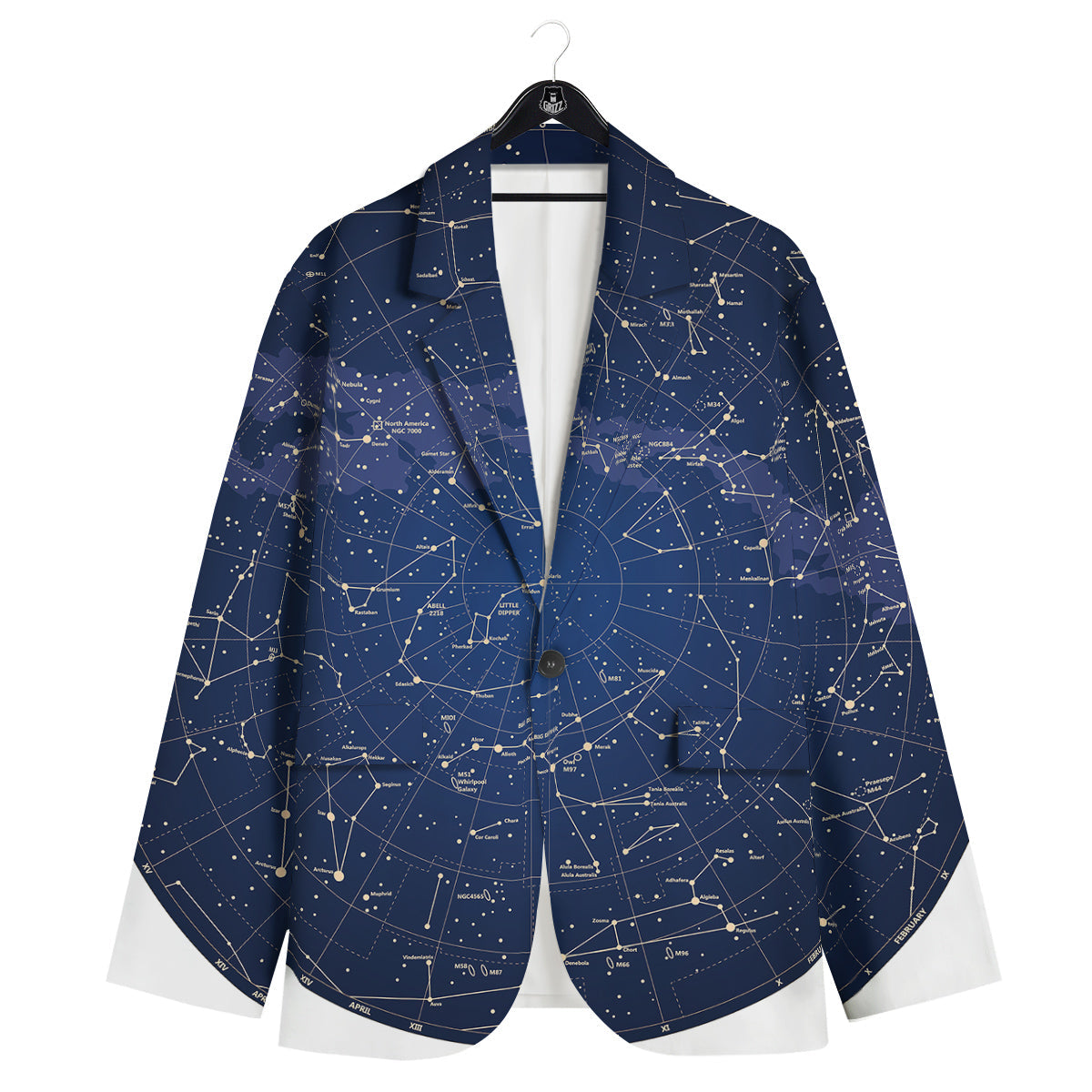 Sky Map Constellation Print Men's Sport Coat-grizzshop