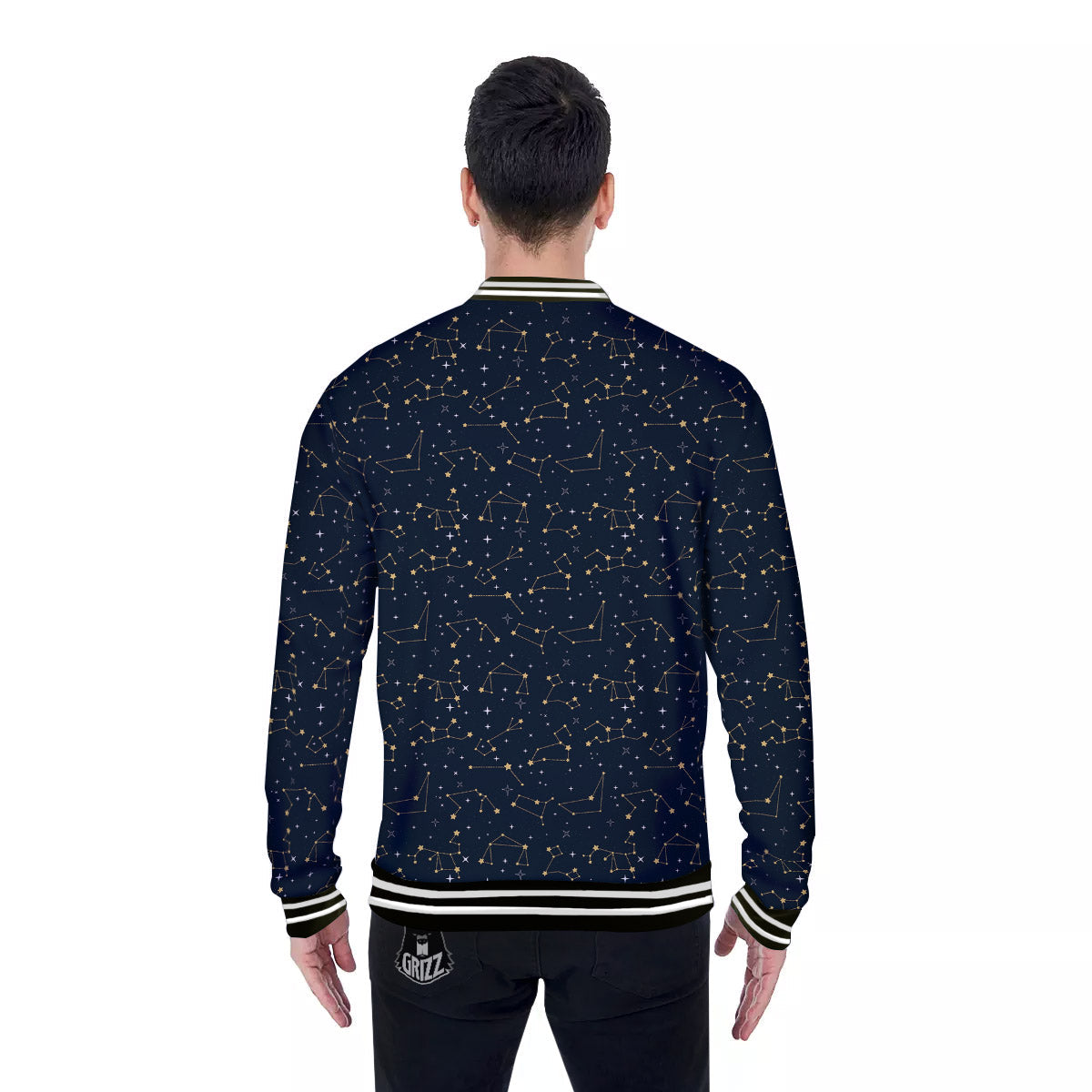 Sky Map Constellation Print Pattern Baseball Jacket-grizzshop