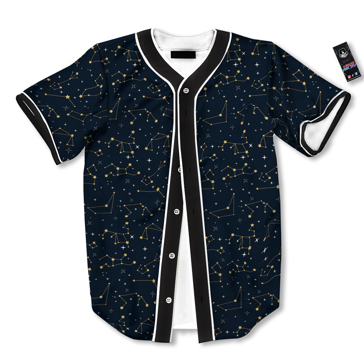 Sky Map Constellation Print Pattern Baseball Jersey-grizzshop