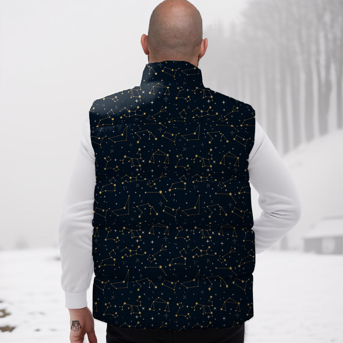 Sky Map Constellation Print Pattern Down Vest