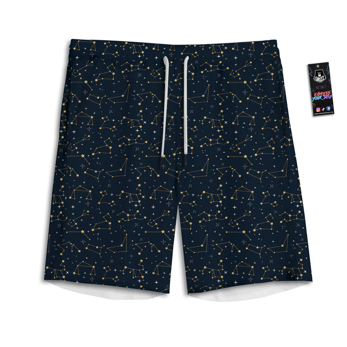 Sky Map Constellation Print Pattern Men's Athletic Shorts
