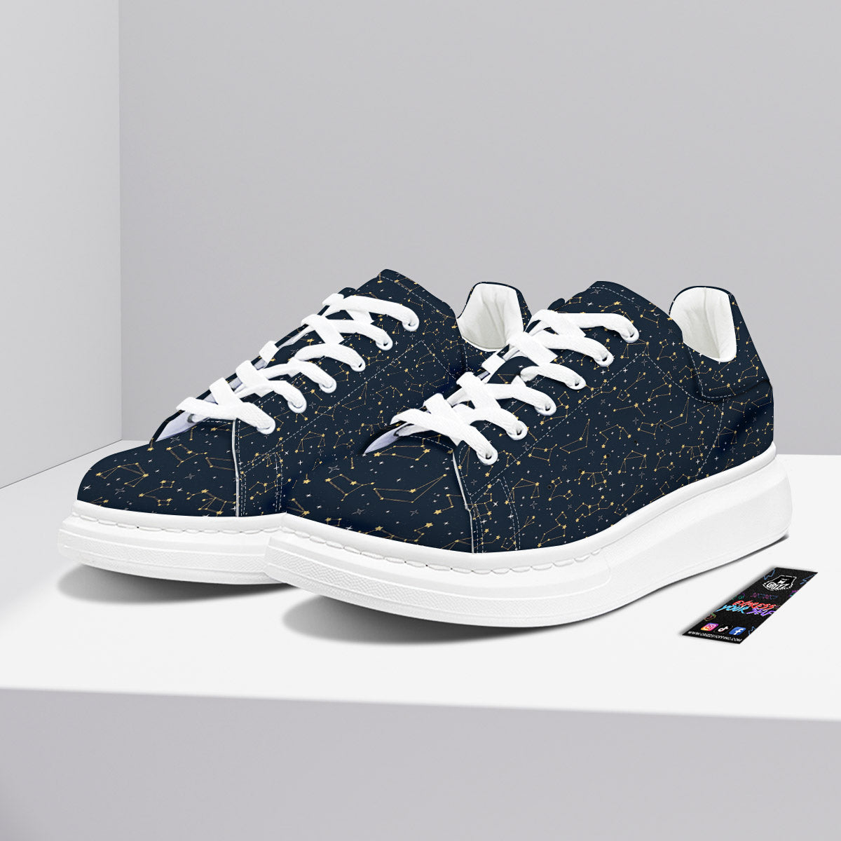 Sky Map Constellation Print Pattern Platform Shoes-grizzshop