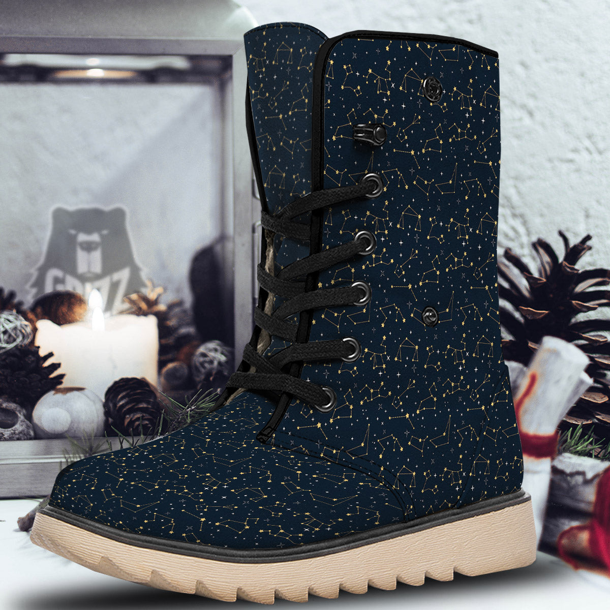 Sky Map Constellation Print Pattern Snow Boots-grizzshop