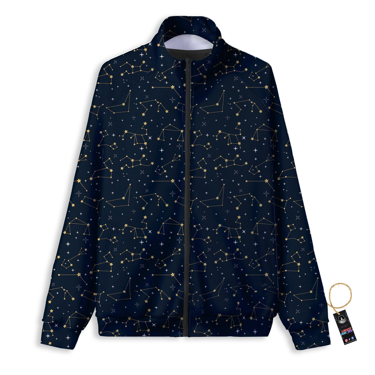 Sky Map Constellation Print Pattern Track Jacket-grizzshop
