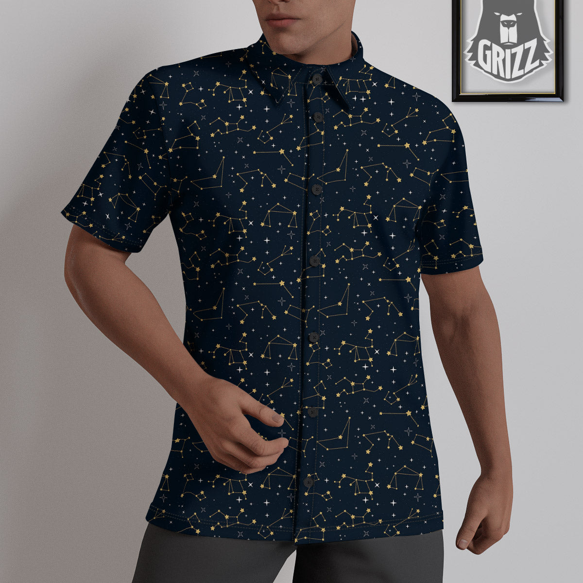 Sky Map Constellation Print Pattern Untucked Shirts-grizzshop