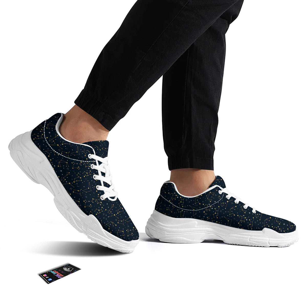 Sky Map Constellation Print Pattern White Chunky Shoes-grizzshop