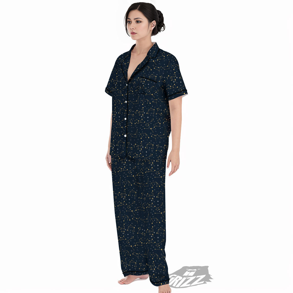 Sky Map Constellation Print Pattern Women's Pajamas Set-grizzshop