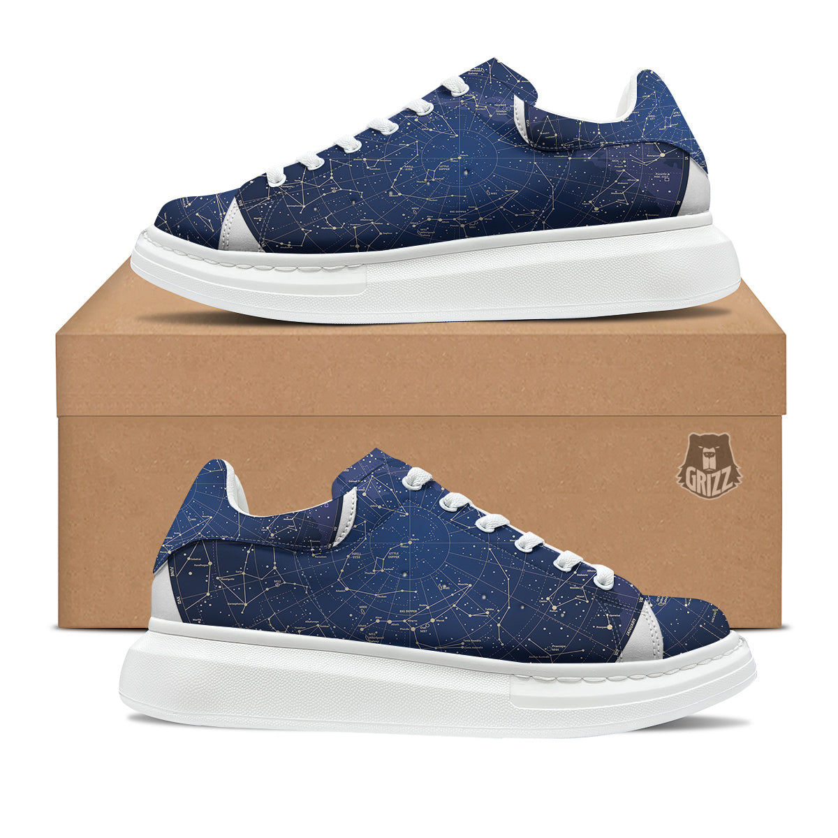 Sky Map Constellation Print Platform Shoes-grizzshop
