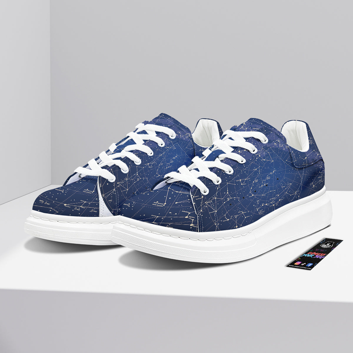 Sky Map Constellation Print Platform Shoes-grizzshop