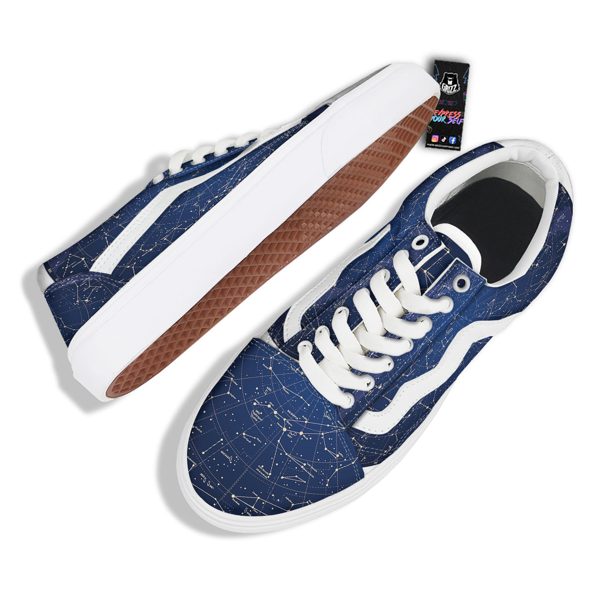 Sky Map Constellation Print Skate Shoes-grizzshop