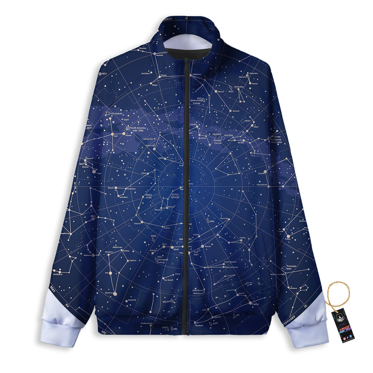 Sky Map Constellation Print Track Jacket-grizzshop