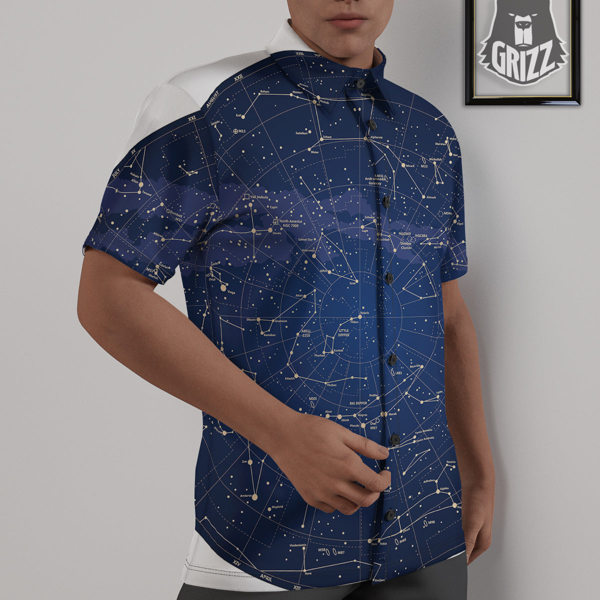 Sky Map Constellation Print Untucked Shirts-grizzshop