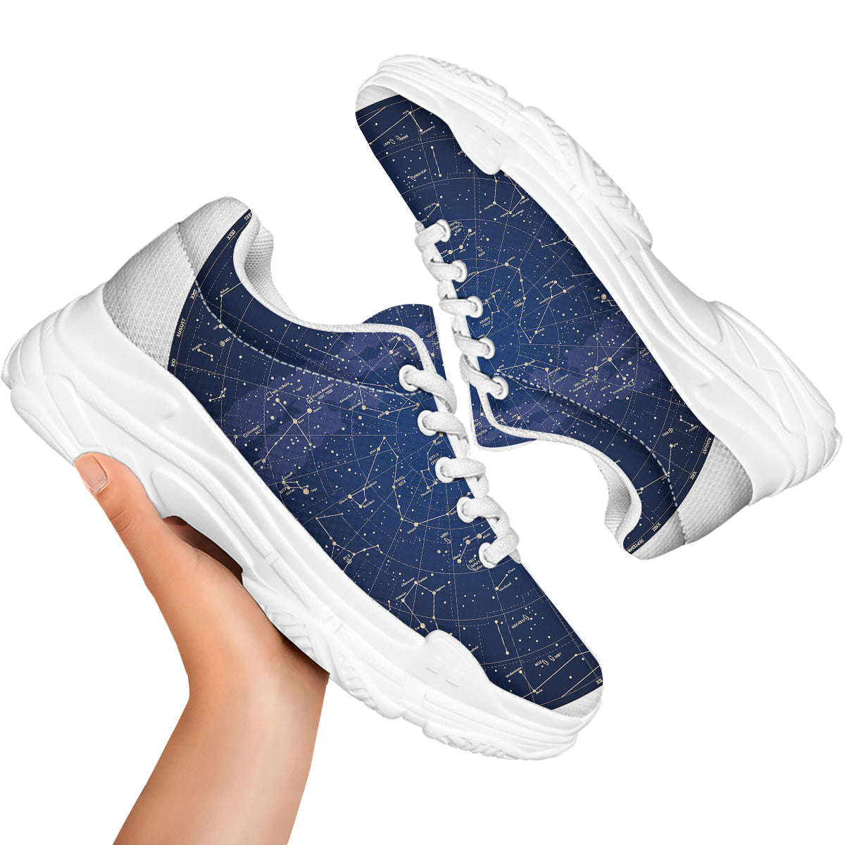 Sky Map Constellation Print White Chunky Shoes-grizzshop
