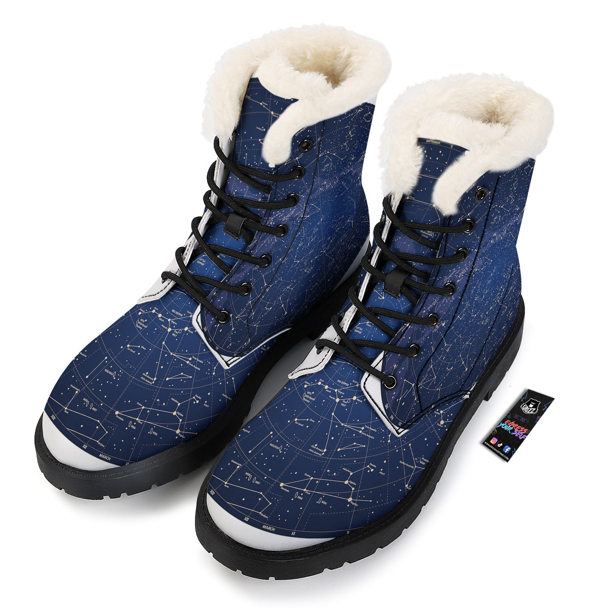 Sky Map Constellation Print Winter Boots-grizzshop