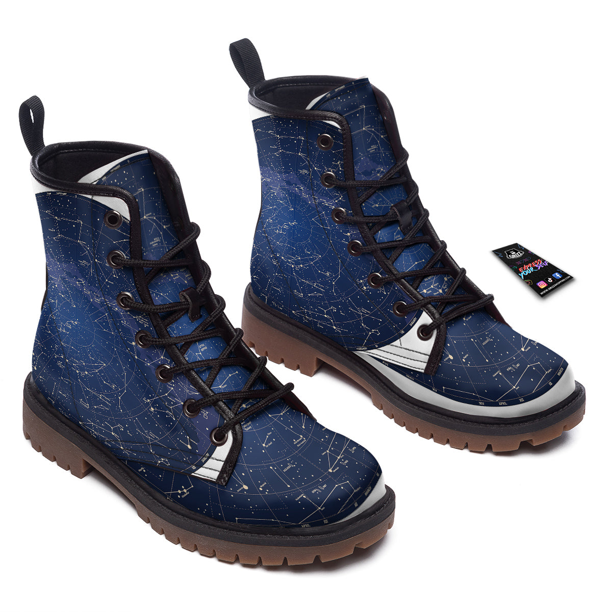 Sky Map Constellation Print Work Boots-grizzshop