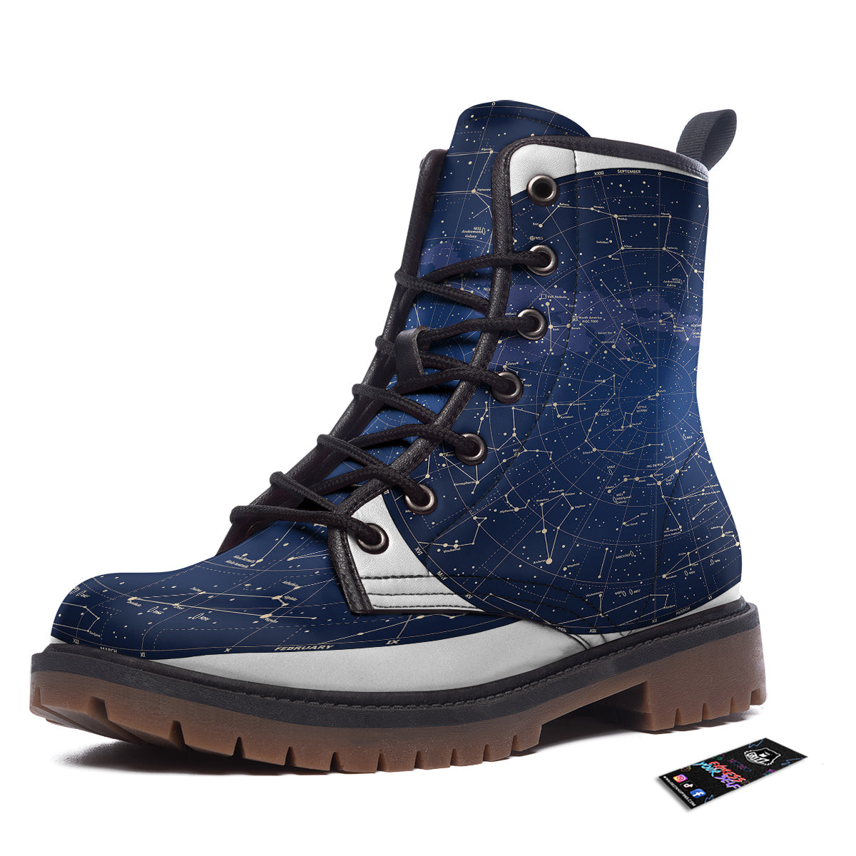 Sky Map Constellation Print Work Boots-grizzshop