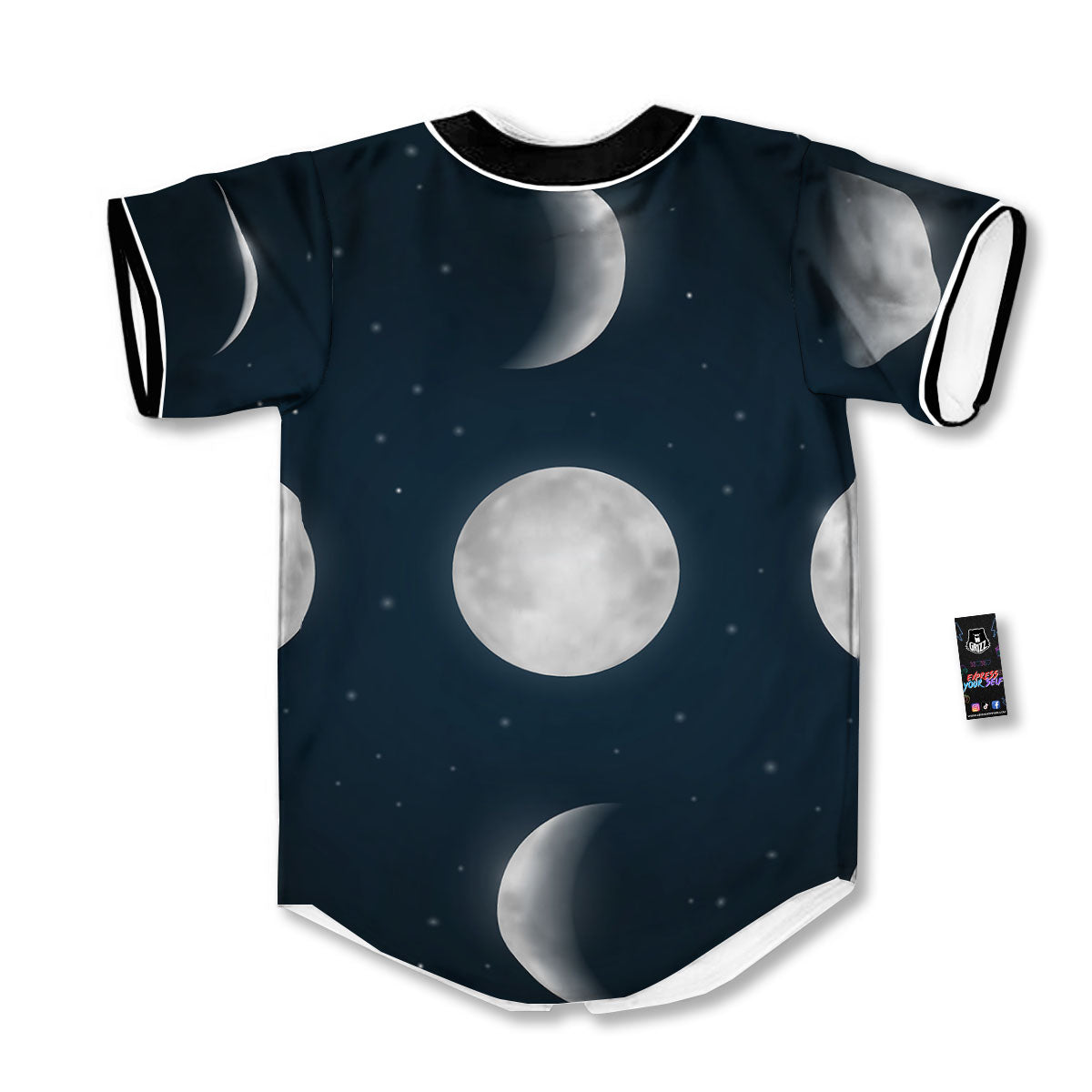 Sky Moon Night Phase Print Baseball Jersey-grizzshop