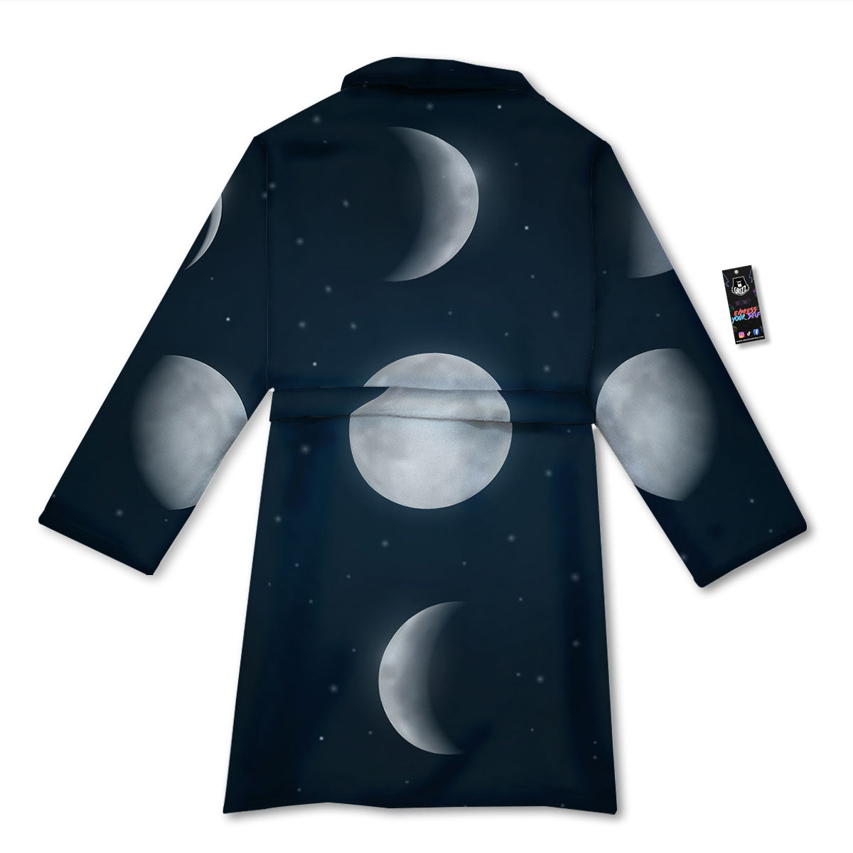 Sky Moon Night Phase Print Bathrobe-grizzshop