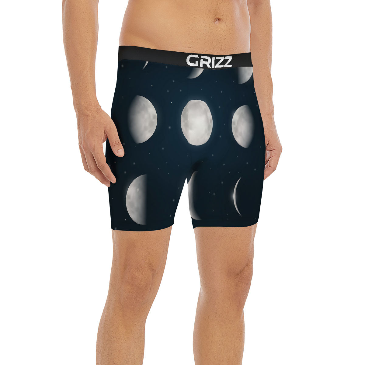 Sky Moon Night Phase Print Boxer Briefs-grizzshop
