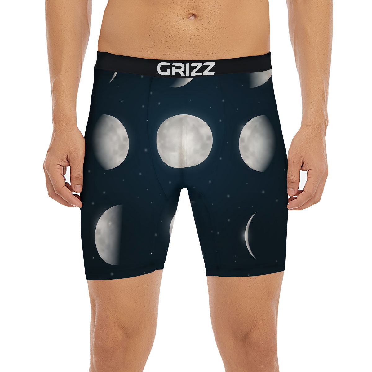 Sky Moon Night Phase Print Boxer Briefs-grizzshop