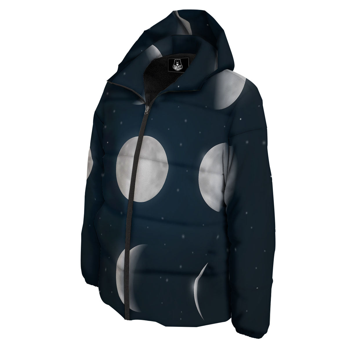 Sky Moon Night Phase Print Down Jacket-grizzshop