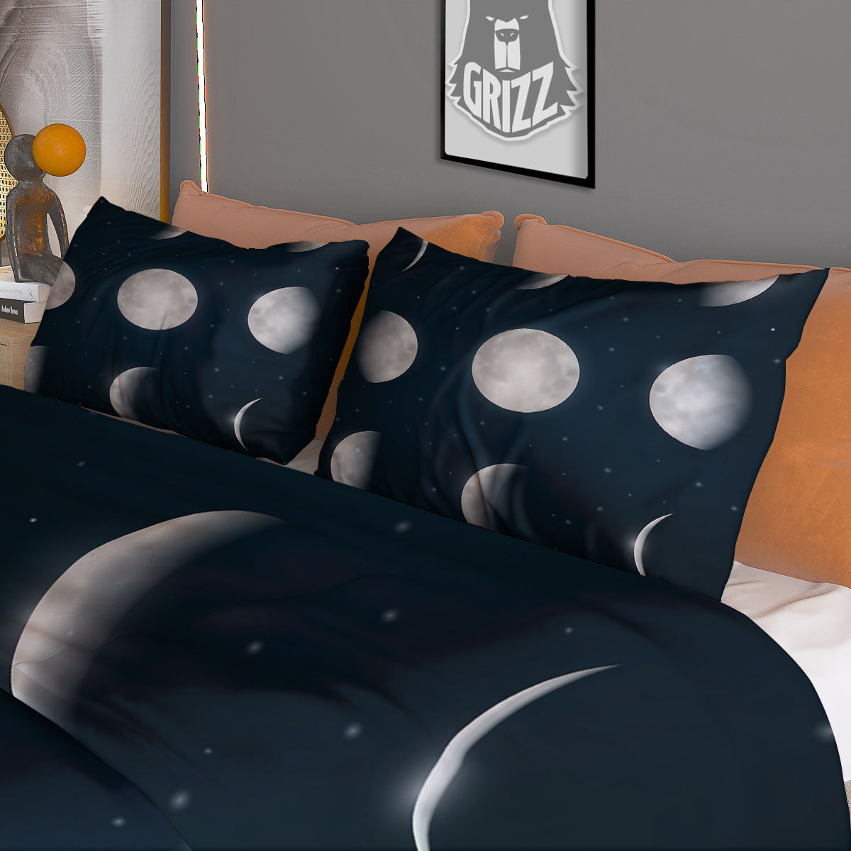 Sky Moon Night Phase Print Duvet Cover Bedding Set