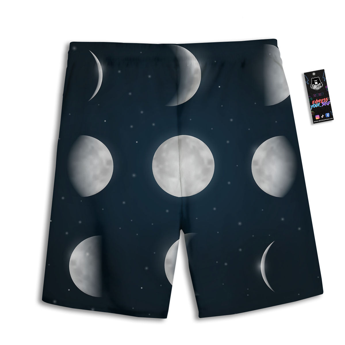 Sky Moon Night Phase Print Men's Athletic Shorts