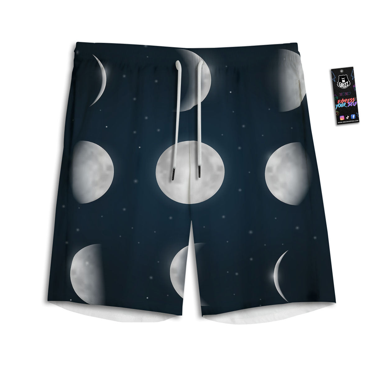 Sky Moon Night Phase Print Men's Athletic Shorts