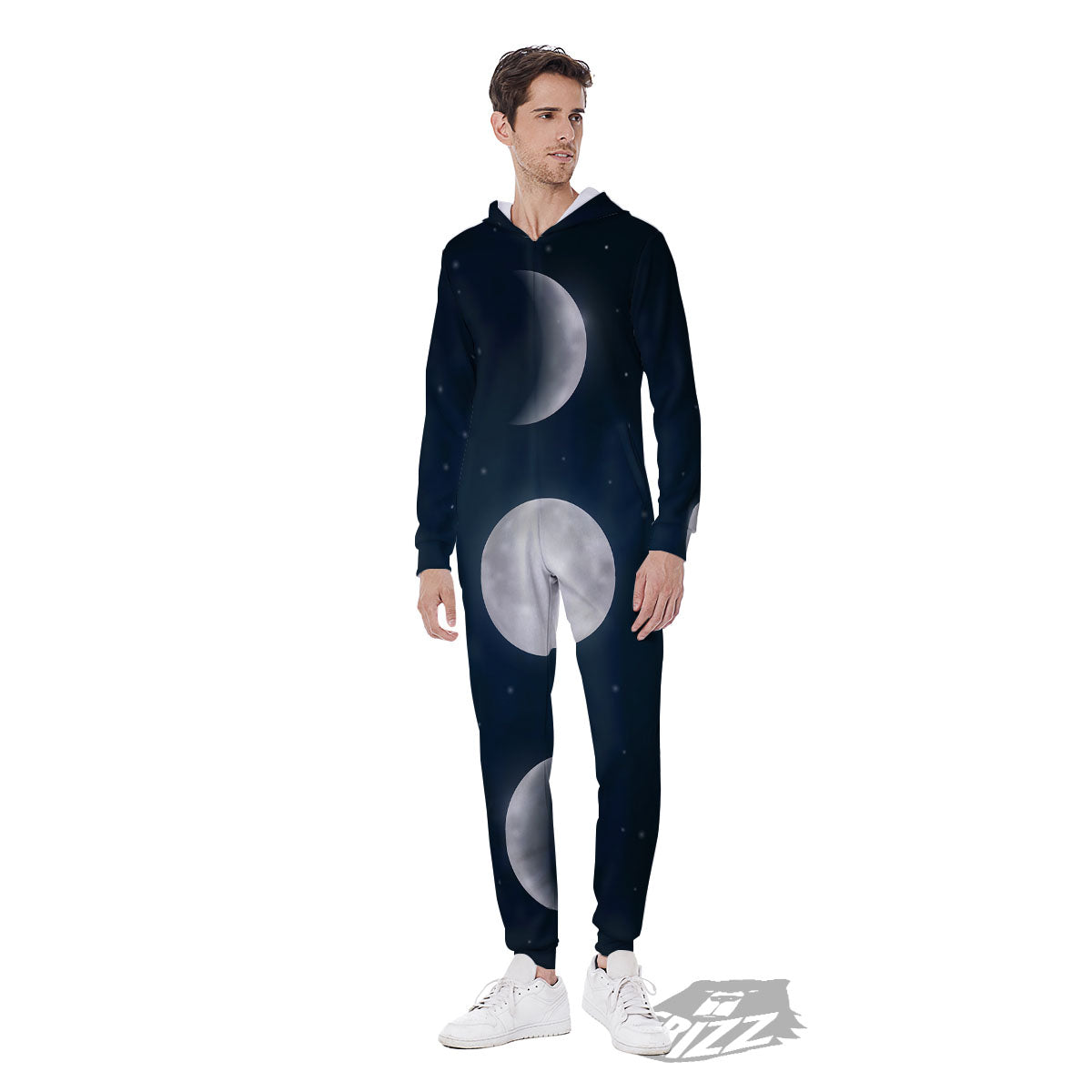 Sky Moon Night Phase Print Men's Jumpsuit-grizzshop