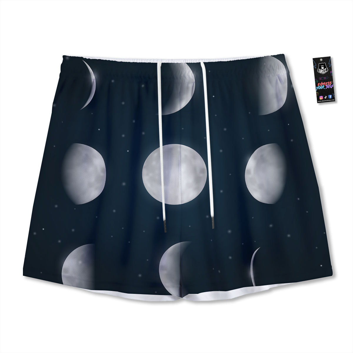 Sky Moon Night Phase Print Mesh Shorts