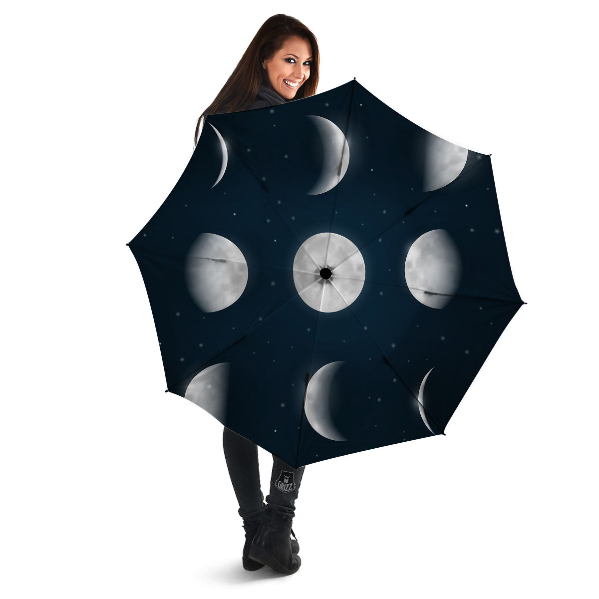 Sky Moon Night Phase Print Umbrella-grizzshop