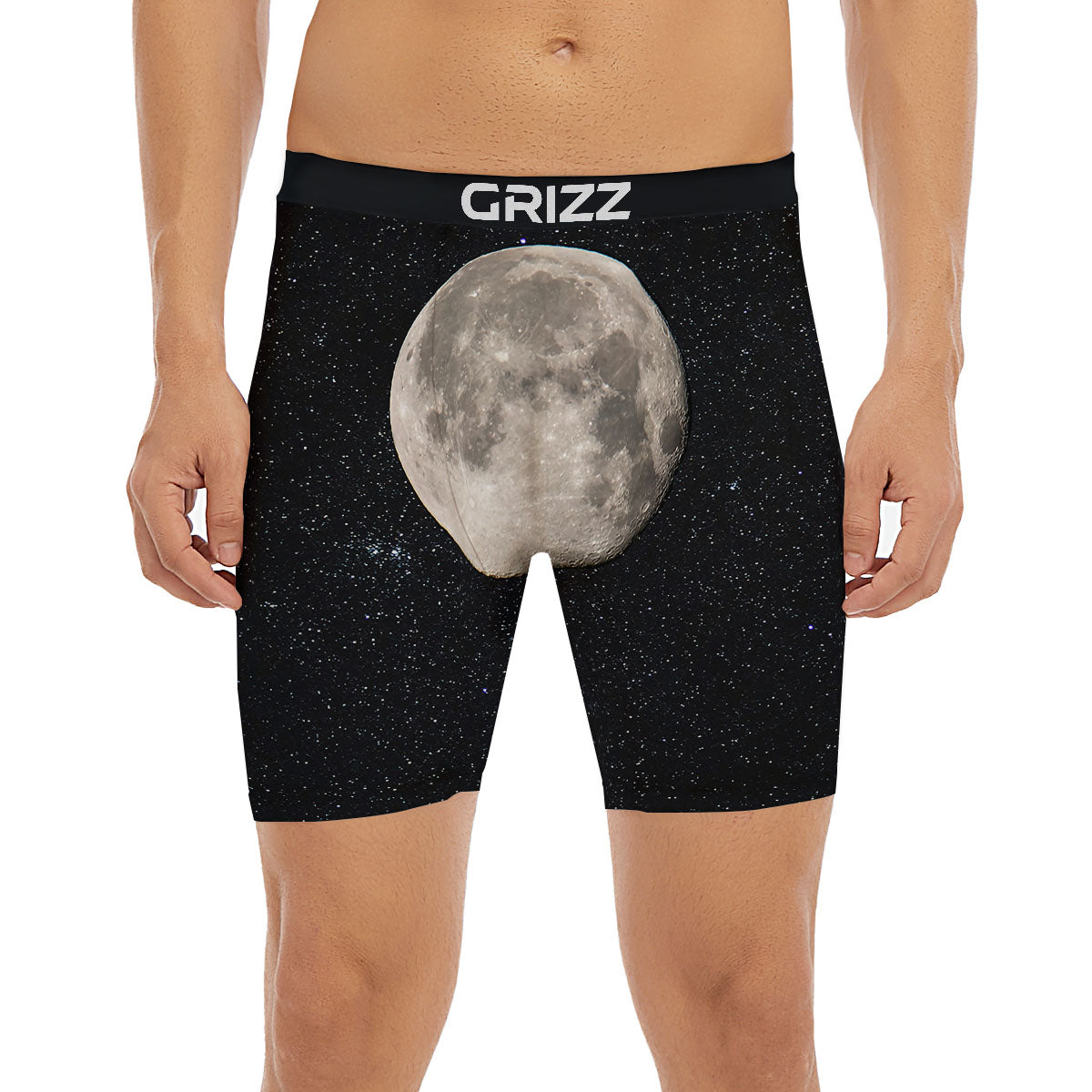 Sky Night Full Moon Print Boxer Briefs-grizzshop