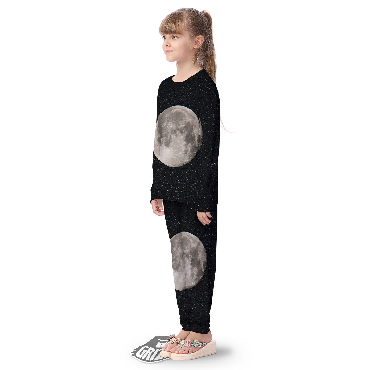 Sky Night Full Moon Print Kid's Pajamas-grizzshop