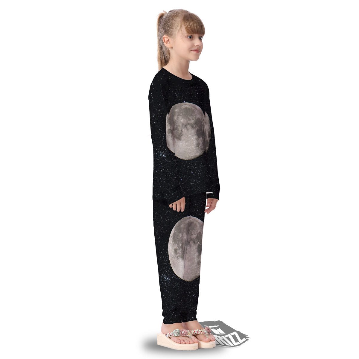 Sky Night Full Moon Print Kid's Pajamas-grizzshop
