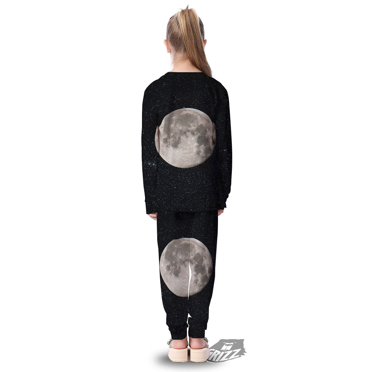 Sky Night Full Moon Print Kid's Pajamas-grizzshop