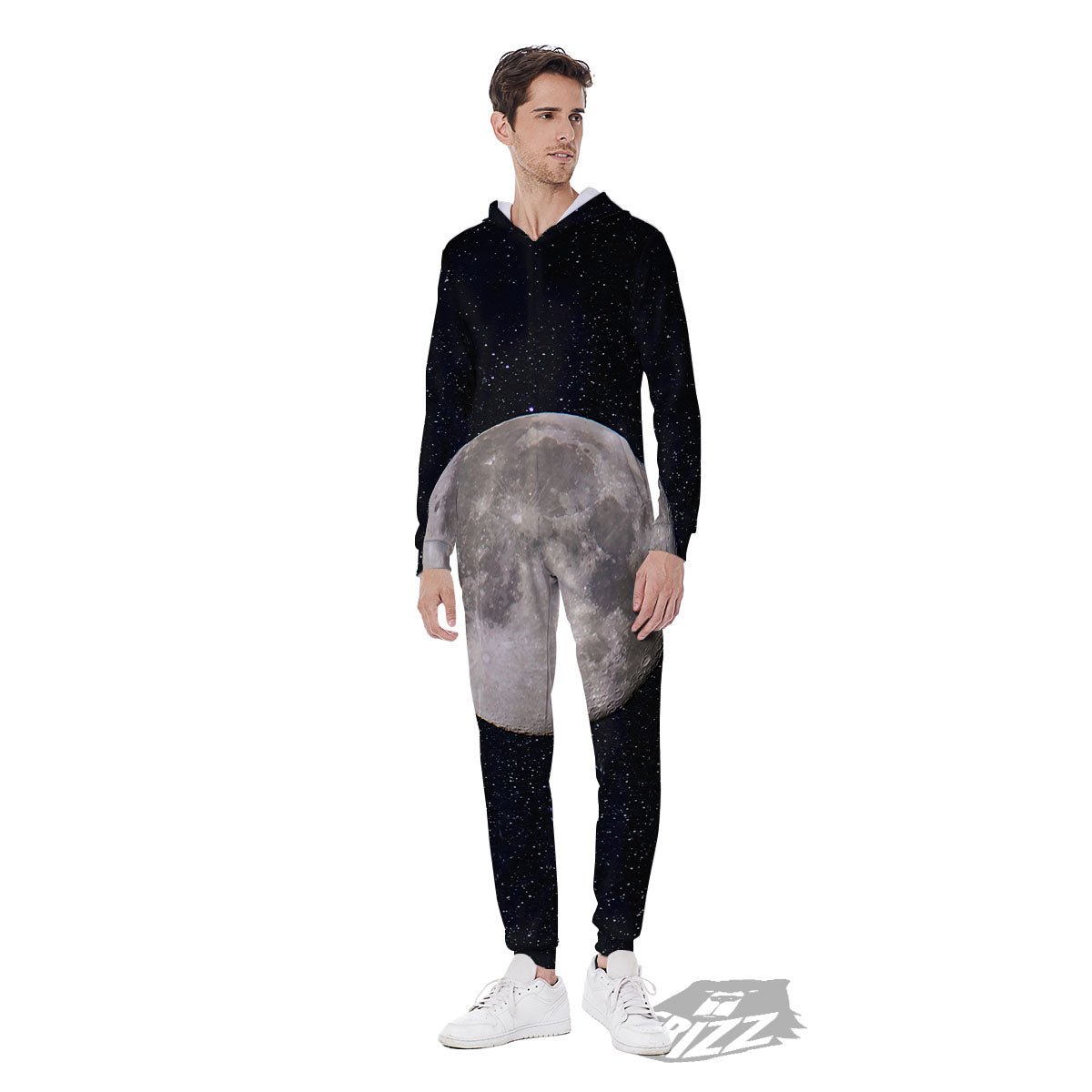 Sky Night Full Moon Print Men's Jumpsuit-grizzshop