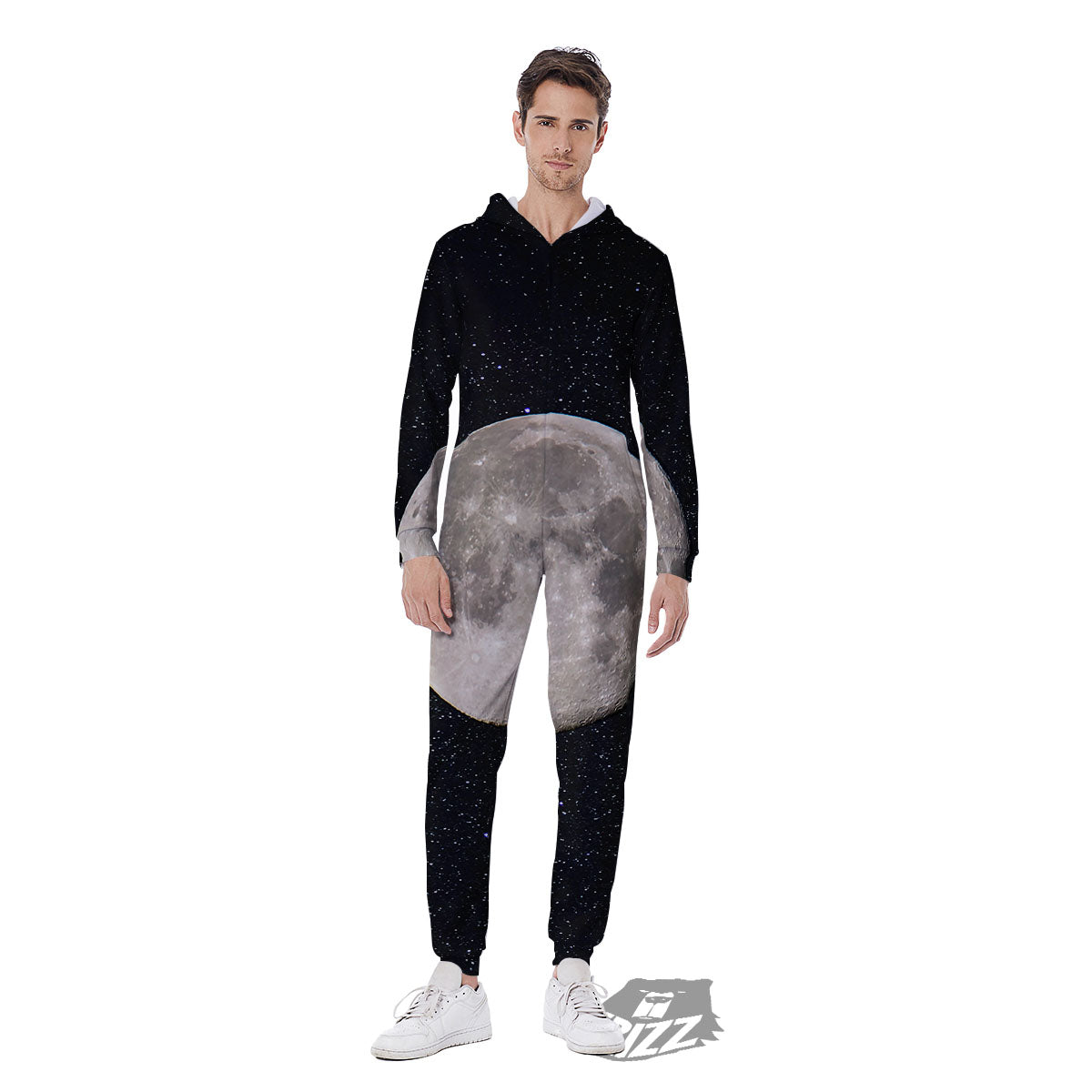 Sky Night Full Moon Print Men's Jumpsuit-grizzshop