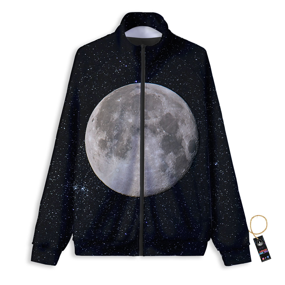 Sky Night Full Moon Print Track Jacket-grizzshop