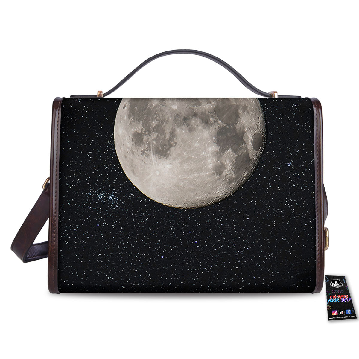 Sky Night Full Moon Print Women's Satchel Bag-grizzshop