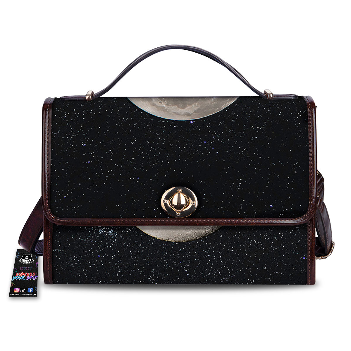 Sky Night Full Moon Print Women's Satchel Bag-grizzshop