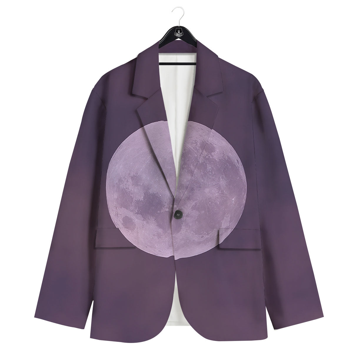 Sky Purple And Full Moon Print Men's Sport Coat-grizzshop