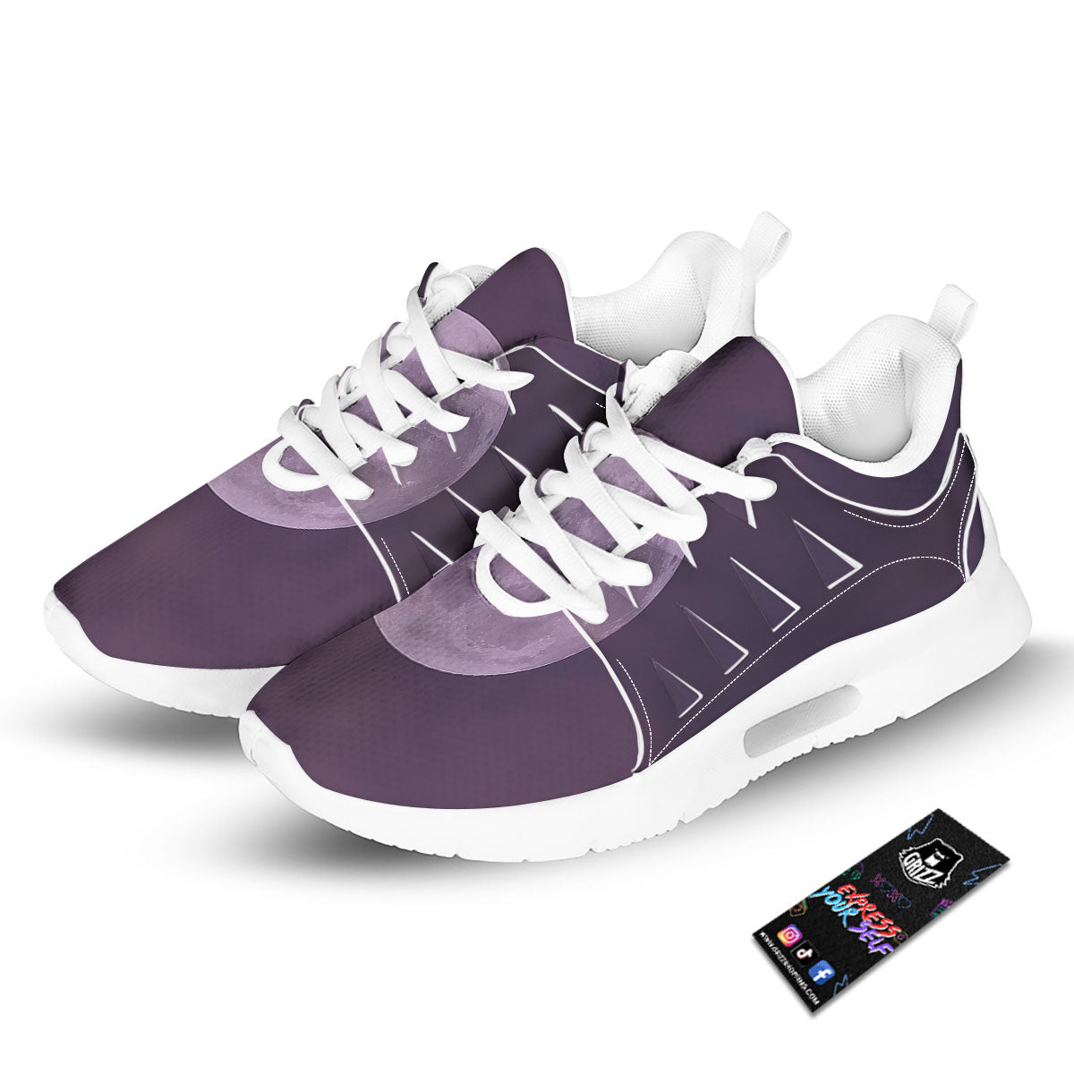 Sky Purple And Full Moon Print Tennis Shoes-grizzshop