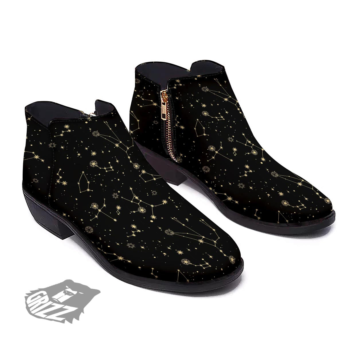 Sky Star Print Pattern Ankle Boots-grizzshop