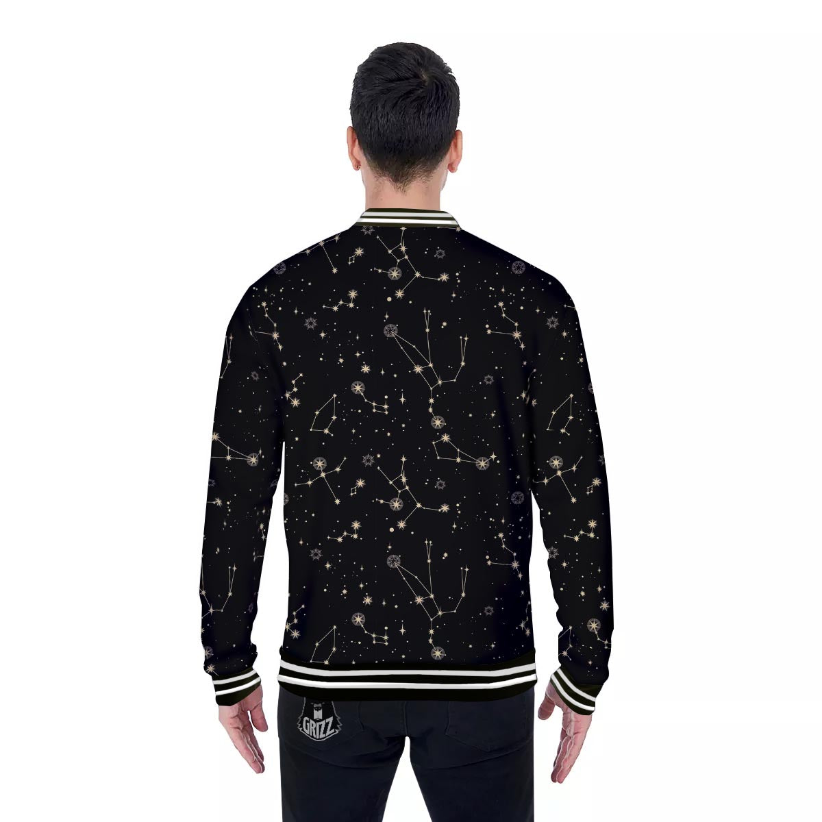 Sky Star Print Pattern Baseball Jacket-grizzshop