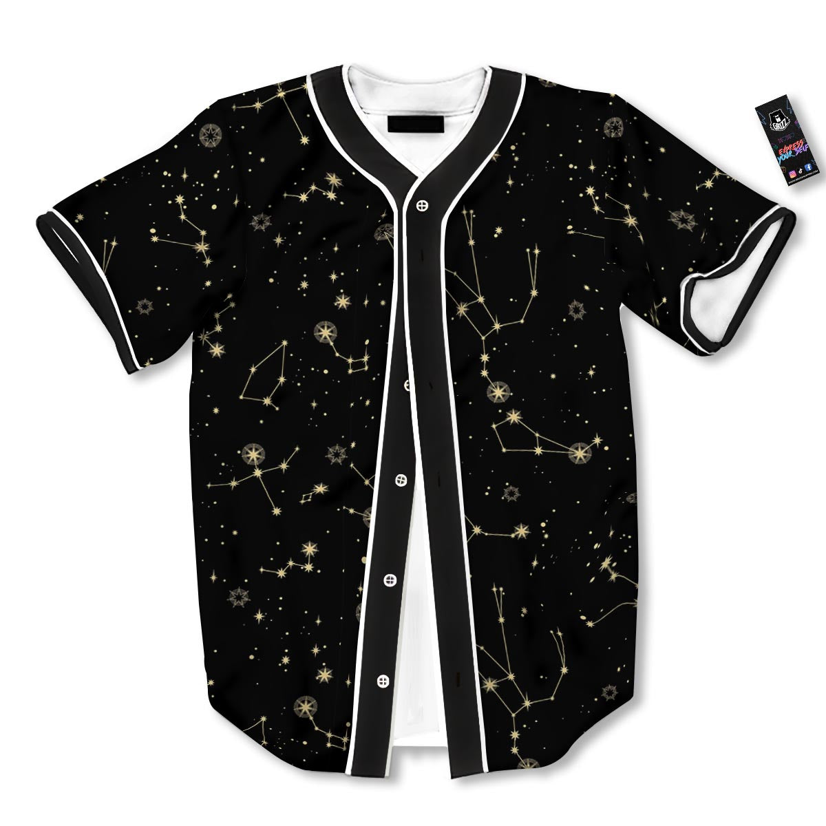 Sky Star Print Pattern Baseball Jersey-grizzshop